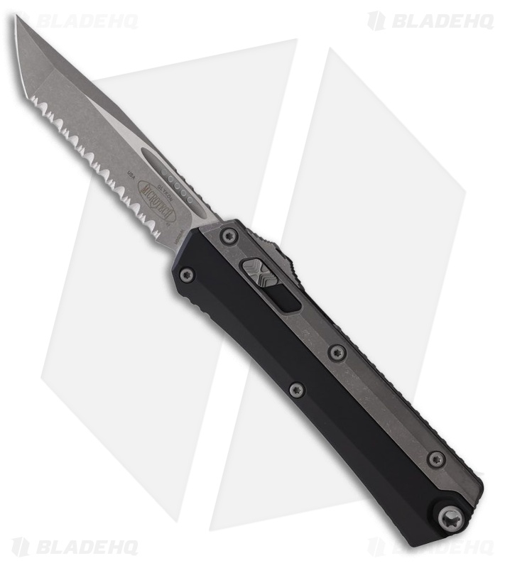 Microtech Glykon T/E OTF Automatic Knife Black Al/Ti (3.75" Apoc Full Serr)