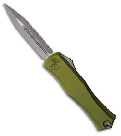 Microtech Hera II D/E OTF Knife Green Al (4" Apocalyptic Full Serr)