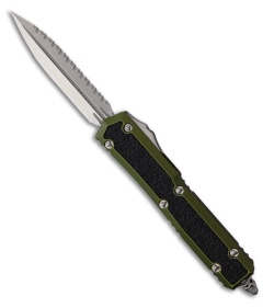 Microtech Makora D/E OTF Knife OD Green Al/3M Inlays (3.4" SW Full Serr)