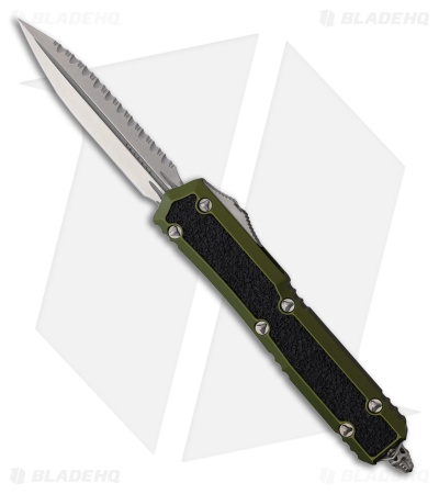 Microtech Makora D/E OTF Knife OD Green Al/3M Inlays (3.4" SW Full Serr)