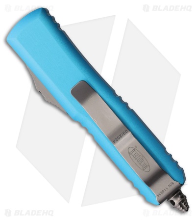 Microtech UTX-85 T/E OTF Automatic Knife Turquoise Aluminum (3.1" SW Full Serr)
