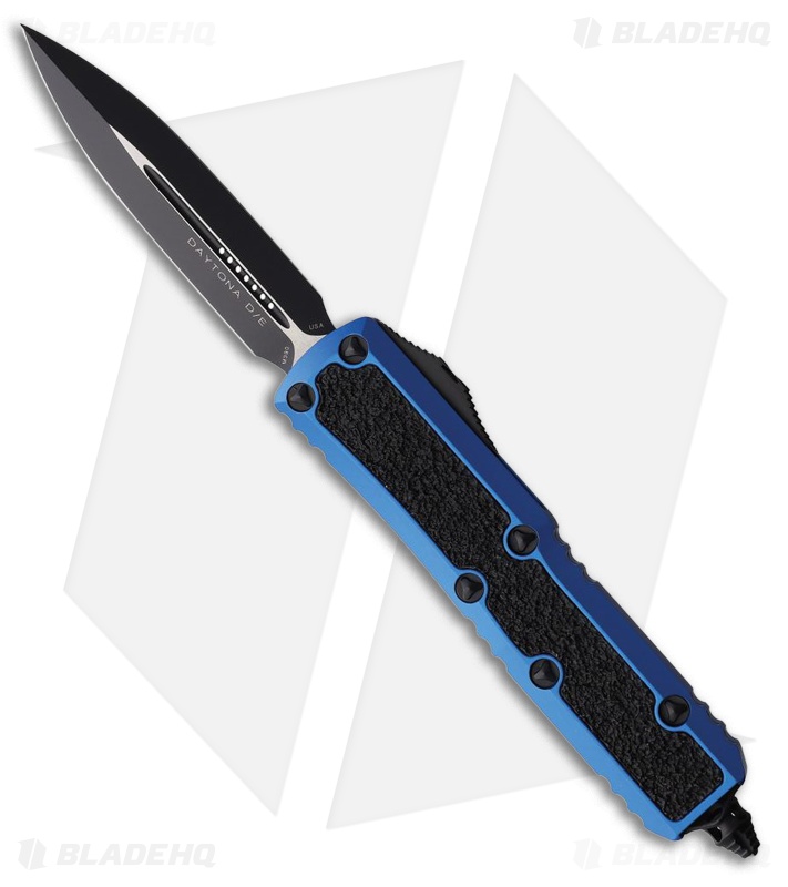 Microtech Daytona D/E OTF Automatic Knife Blue Aluminum (3" Black) MCT1261BLS