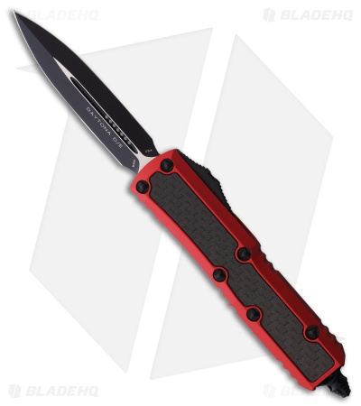 Microtech Daytona D/E OTF Automatic Knife Red Aluminum/CF (3" Black)