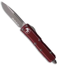 Microtech UTX-85 S/E OTF Automatic Knife Distressed Merlot Red Al (3.1&quot; SW Serr) | 216217