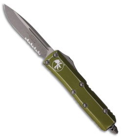 Microtech UTX-85 S/E OTF Automatic Knife Distressed OD Green Al (3.1" Apoc Serr)