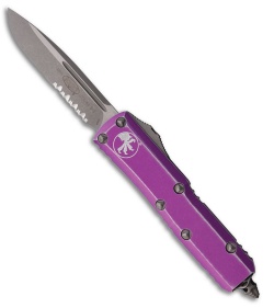 Microtech UTX-85 S/E OTF Automatic Knife Distressed Violet Al (3.1" Apoc Serr)