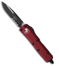 Microtech UTX-85 S/E OTF Automatic Knife Merlot Red Aluminum (3.1&quot; Black Serr) | 217359