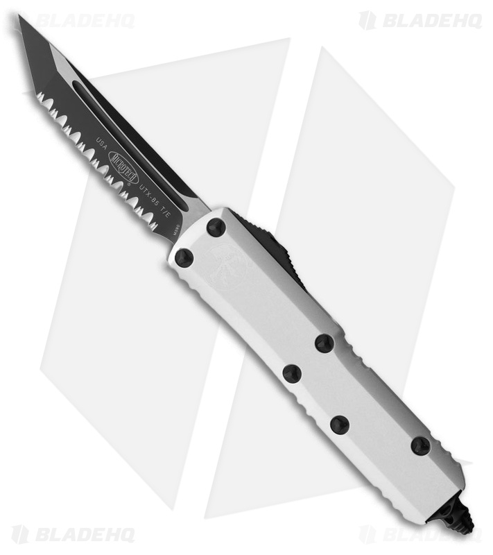 Microtech UTX-85 T/E OTF Automatic Knife Clear Aluminum (3.1" Black Full Serr)