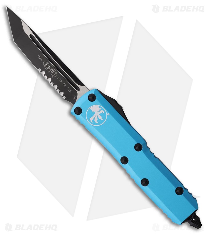 Microtech UTX-85 T/E OTF Automatic Knife Turquoise Aluminum (3.1" Black Serr)