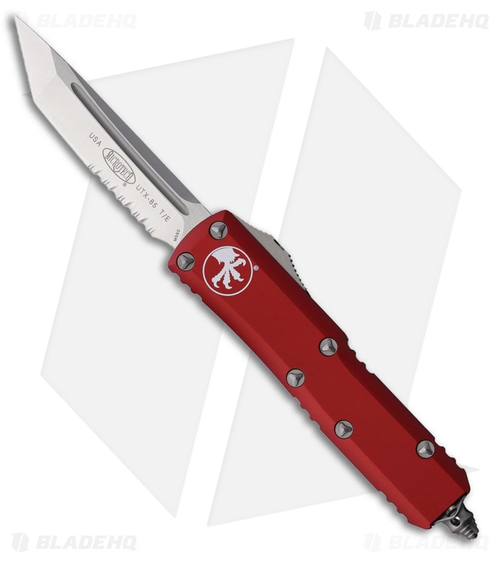 Microtech UTX-85 T/E OTF Knife Red Aluminum Satin Serr