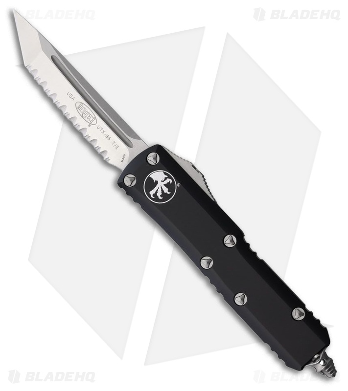 Microtech UTX-85 T/E OTF Automatic Knife Black Aluminum (3.1" Satin Full Serr)