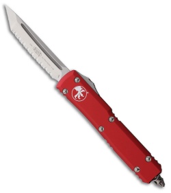 Microtech Ultratech T/E OTF Automatic Knife Red Aluminum (3.4" Satin Full Serr)