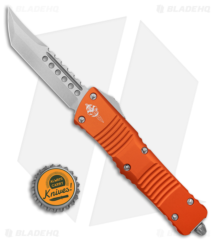 Microtech Combat Troodon Hellhound Signature Series OTF Knife Orange (3.8" SW) 