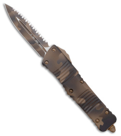 Microtech Combat Troodon OTF Automatic Knife (3.8" Coyote Camo Full Serr) 