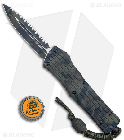 Microtech Combat Troodon OTF Dagger Automatic Knife Olive Camo (3.8" Camo Serr)