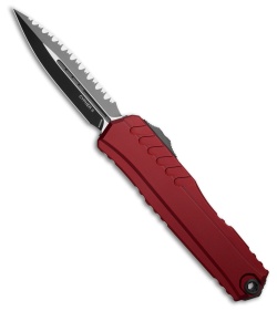 Microtech Cypher II D/E OTF Automatic Knife Merlot Red Al (3.5" Black Full Serr)