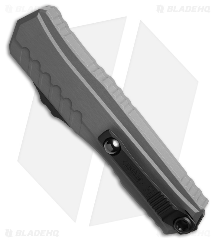 Microtech Cypher II D/E OTF Knife Natural Clear Aluminum (3.5" Black Full Serr)