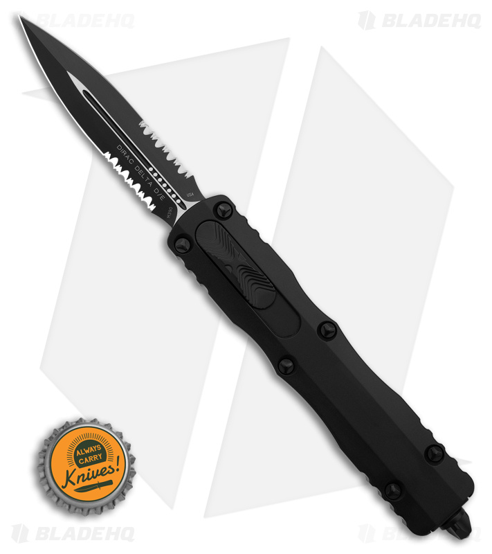 Microtech Dirac Delta D/E OTF Automatic Knife Black (3.75" Black Serr) 227-2T