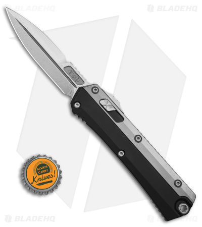 Microtech Glykon D/E OTF Automatic Knife Black Aluminum + Ti (3.75" Stonewash)