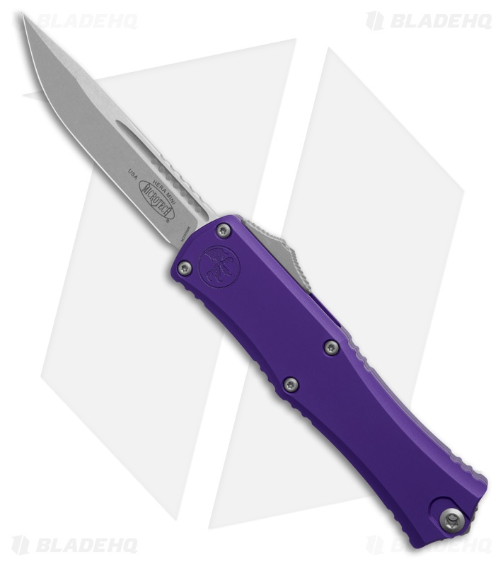 Microtech Hera II Mini S/E Automatic Knife Purple Aluminum (2.9" Stonewash)
