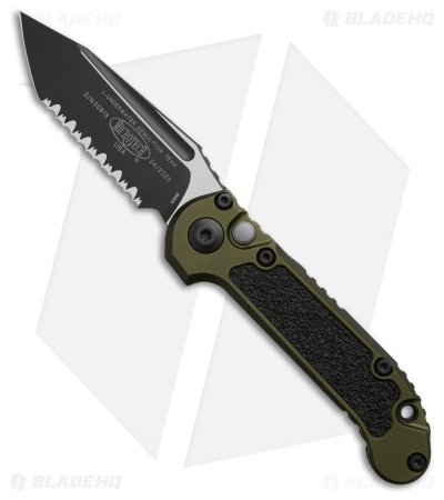 Microtech LUDT Gen III T/E Automatic Knife OD Green Al (3.5" Black Full Serr)