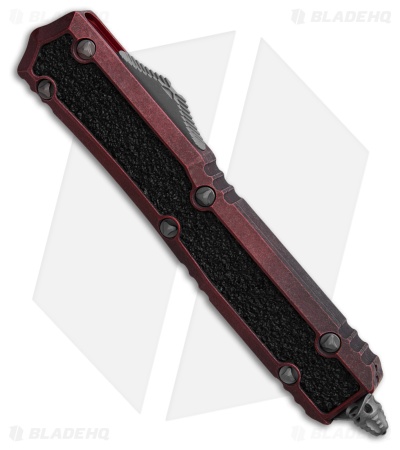 Microtech Makora D/E OTF Automatic Knife Weathered Red Aluminum (3.4" AP Serr)