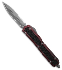 Microtech Makora D/E OTF Automatic Knife Weathered Red Aluminum (3.4" AP Serr)