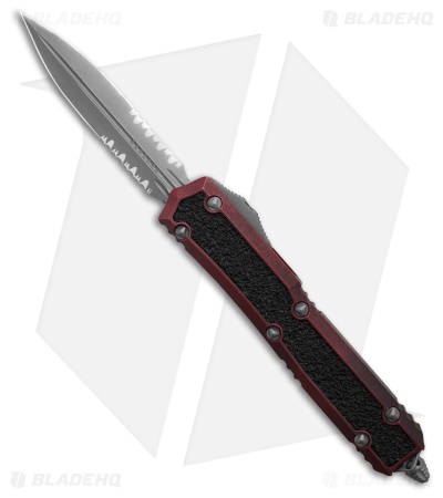 Microtech Makora D/E OTF Automatic Knife Weathered Red Aluminum (3.4" AP Serr)