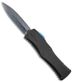 Marfione Custom Hera D/E OTF Auto Knife Black (3" Reptilian Pattern Dam)