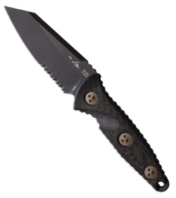 Microtech Socom Alpha Mini Warcom Fixed Blade Knife CF (3.7" Black DLC Serr)
