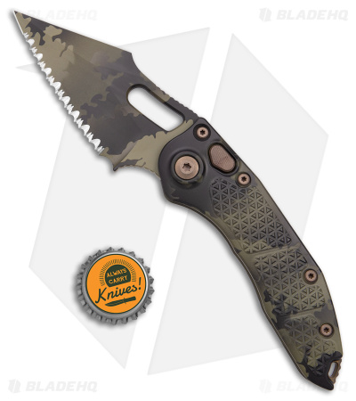 Microtech Stitch Signature Series Automatic Knife Olive Camo (3.75" Camo Serr)