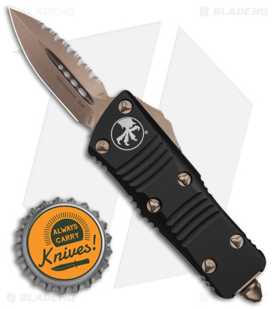 Microtech Troodon Mini D/E CA Legal OTF Automatic Knife Black (1.9" Bronze Serr)