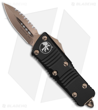 Microtech Troodon Mini D/E CA Legal OTF Automatic Knife Black (1.9" Bronze Serr)