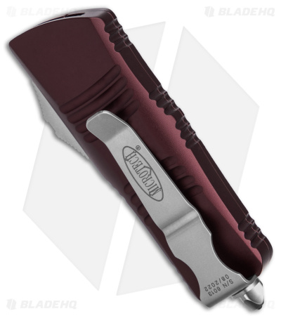 Microtech Troodon Mini D/E CA Legal OTF Auto Knife Merlot Red (1.9" Stonewash) 