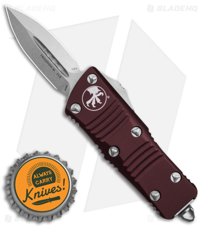 Microtech Troodon Mini D/E CA Legal OTF Auto Knife Merlot Red (1.9" Stonewash) 