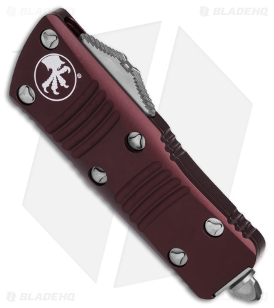 Microtech Troodon Mini D/E CA Legal OTF Auto Knife Merlot Red (1.9" Stonewash) 