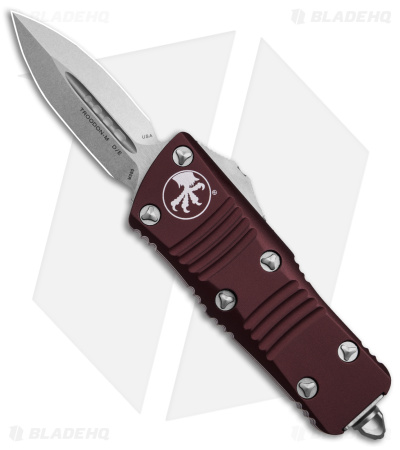 Microtech Troodon Mini D/E CA Legal OTF Auto Knife Merlot Red (1.9" Stonewash) 