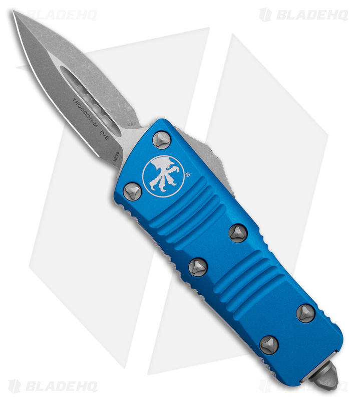 Microtech Troodon Mini D/E OTF Automatic Knife Blue (1.9" Apocalyptic)