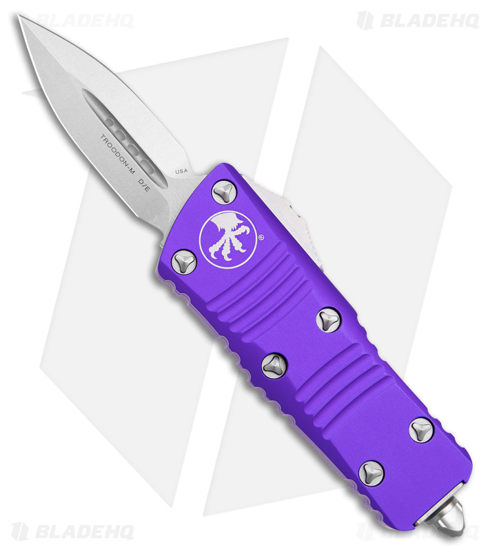 Microtech Troodon Mini D/E CA Legal OTF Auto Knife Purple (1.9" Stonewash)