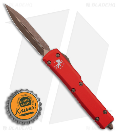 Microtech UTX-70 D/E OTF Automatic Knife Red (2.4" Bronze Apocalyptic)