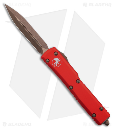 Microtech UTX-70 D/E OTF Automatic Knife Red (2.4" Bronze Apocalyptic)