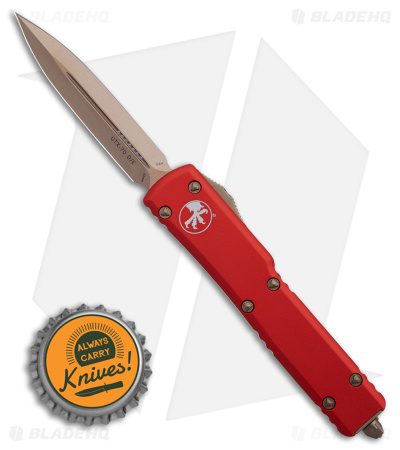 Microtech UTX-70 D/E OTF Automatic Knife Red (2.4" Bronze Stonewash)