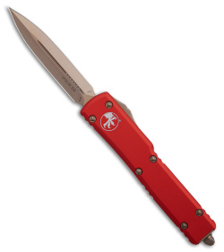 Microtech UTX-70 D/E OTF Automatic Knife Red (2.4" Bronze Stonewash)