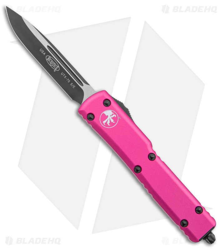 Microtech UTX-70 S/E Drop Point OTF Auto Knife Pink (2.4" Two-Tone) 148-1 PK