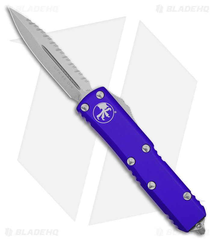 Microtech UTX-85 D/E OTF Automatic Knife Purple (3.1" Stonewash Serr)