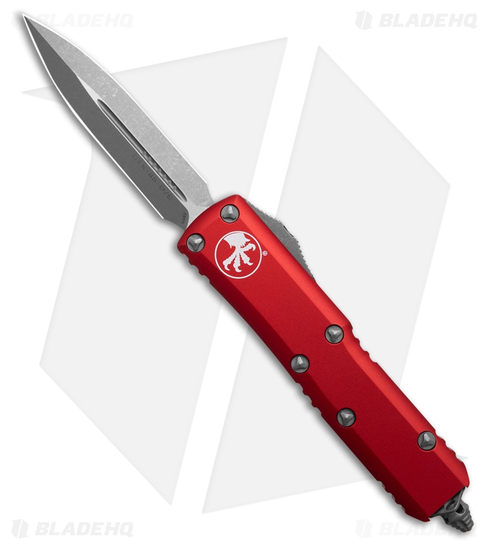 Microtech UTX-85 D/E Automatic OTF Knife Red Aluminum (3.1" Apocalyptic)