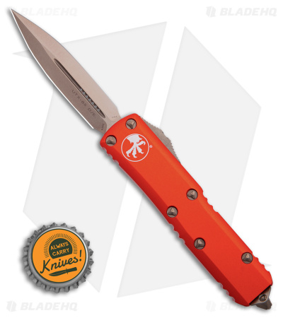 Microtech UTX-85 D/E OTF Automatic Knife Orange (3.125" Bronze) 