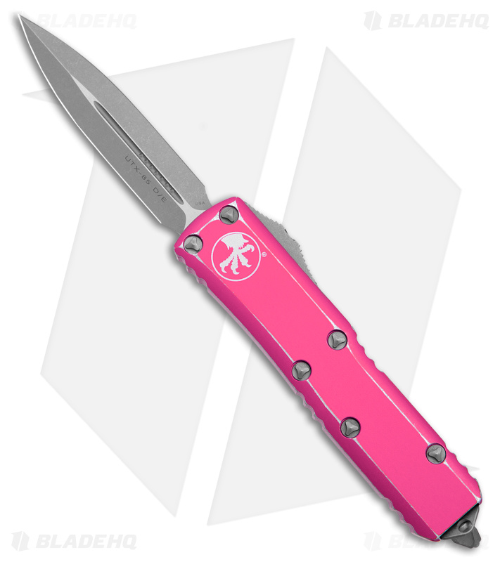 Microtech UTX-85 D/E OTF Automatic Knife Distressed Pink (3.1" Apocalyptic)