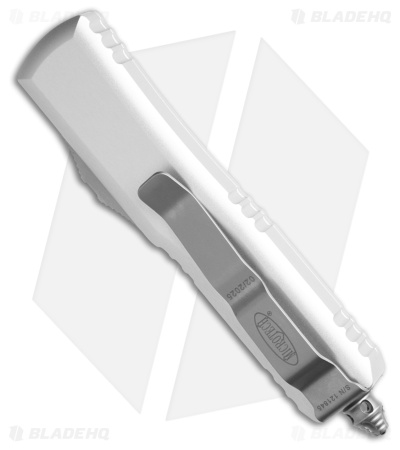 Microtech UTX-85 S/E OTF Automatic Knife Natural Clear Aluminum (3.1" SW Serr)