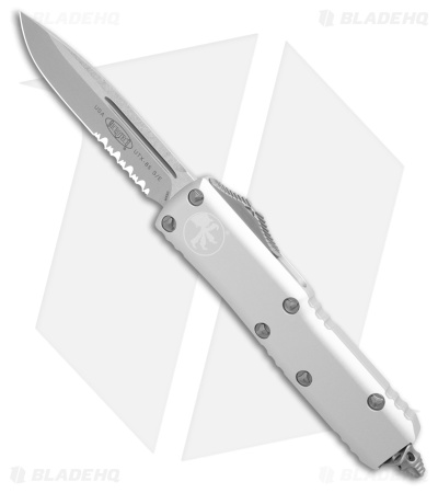 Microtech UTX-85 S/E OTF Automatic Knife Natural Clear Aluminum (3.1" SW Serr)